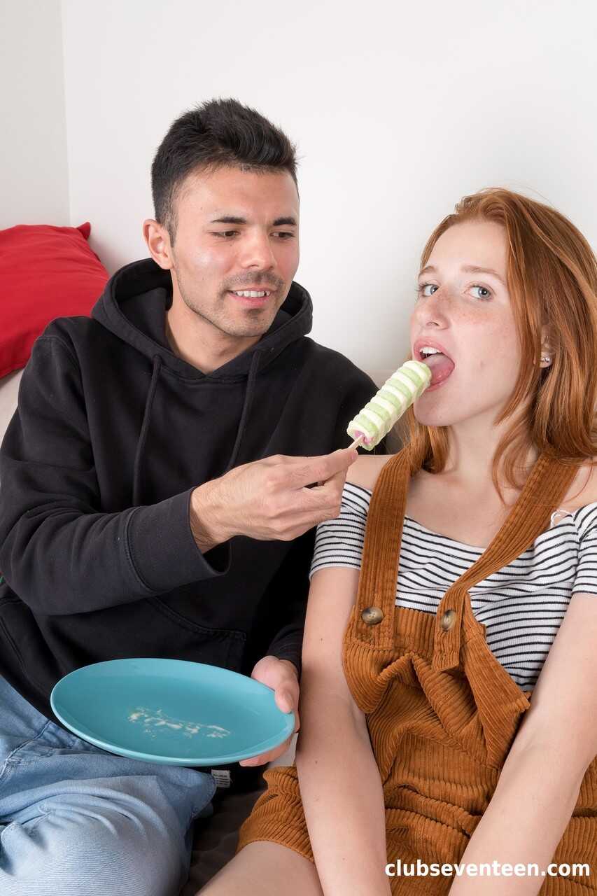 Sexy teen Foxy Lee sucks her boyfriend's cock while enjoying a popsicle, before taking it up the ass in a wild threes...