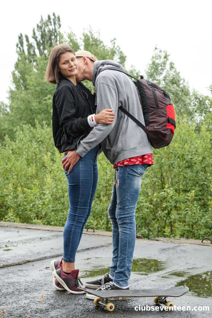 Brunette with small tits Grace Carson rides a boner in the middle of a road - Grace Carson