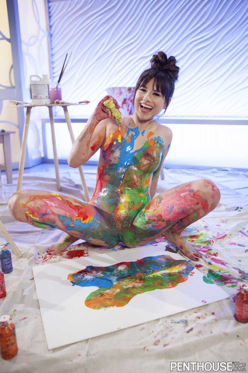 The Art of Seduction: Sexy Shyla Jennings Covers Her Natural Tits & Sweet Ass with Colorful Paint - Shyla Jennings