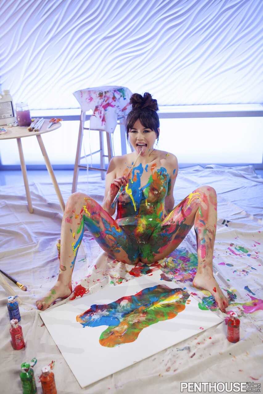 The Art of Seduction: Sexy Shyla Jennings Covers Her Natural Tits & Sweet Ass with Colorful Paint - Shyla Jennings
