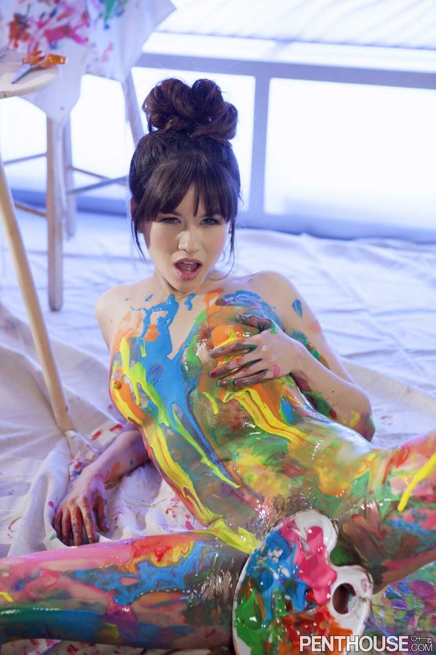 The Art of Seduction: Sexy Shyla Jennings Covers Her Natural Tits & Sweet Ass with Colorful Paint - Shyla Jennings