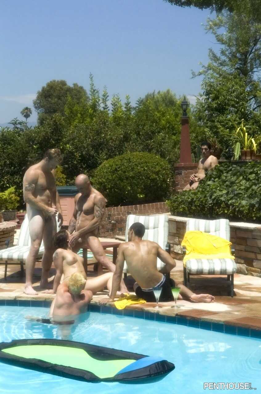 Brunette Poolside Fuck Fest: Katja Kassin Gets Drilled by Multiple Guys- Pint-Sized Gangbang: Wet Panties, Reverse Cowgirl, Female Model, Doggy Style Anal