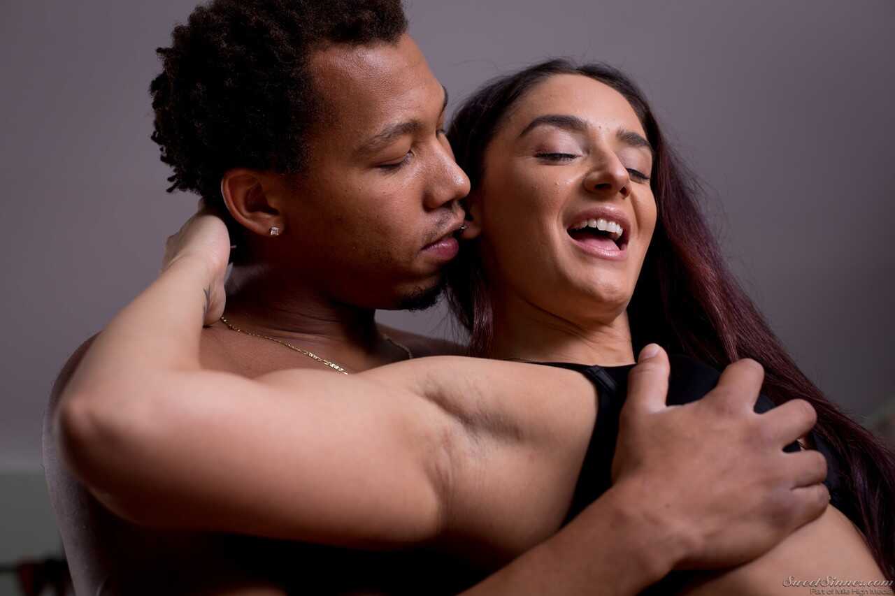 Amazing brunette chick Sheena Ryder sucking black dick before riding it hard - Ricky Johnson, Sheena Ryder