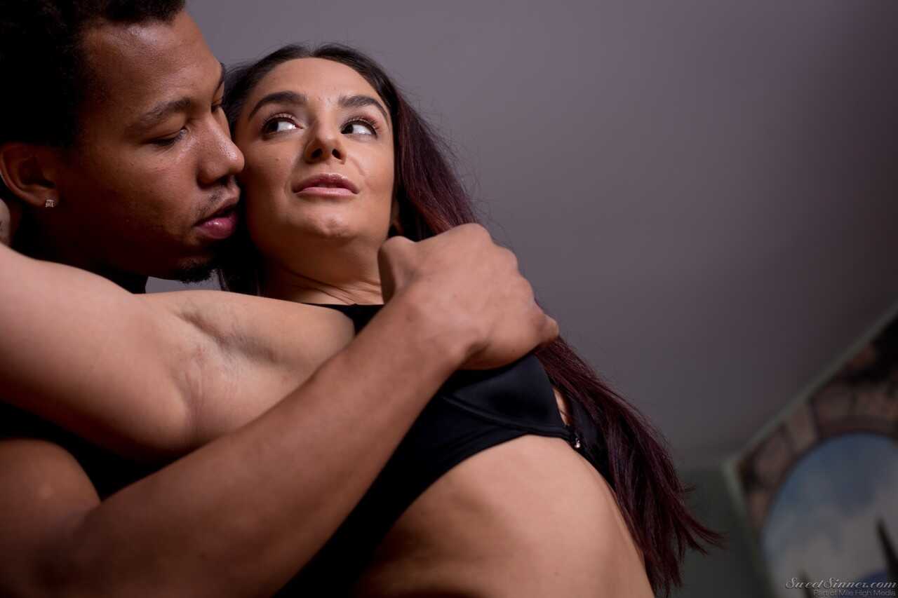 Amazing brunette chick Sheena Ryder sucking black dick before riding it hard - Ricky Johnson, Sheena Ryder