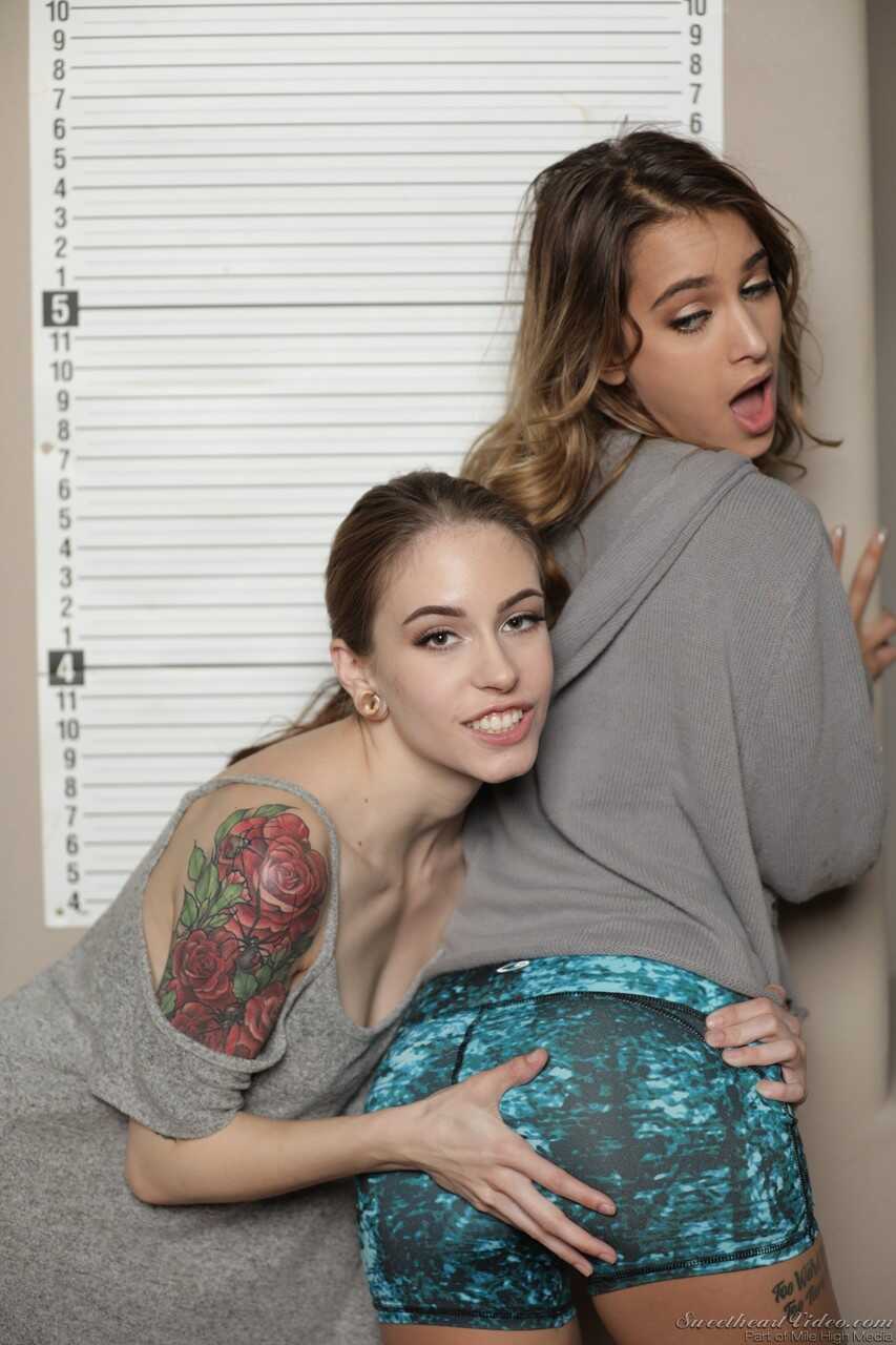 Very cute lesbian teen delinquents kissing at prison mug shot session   Bad Girls Kissing At The Mug Shot Session - Anna D...