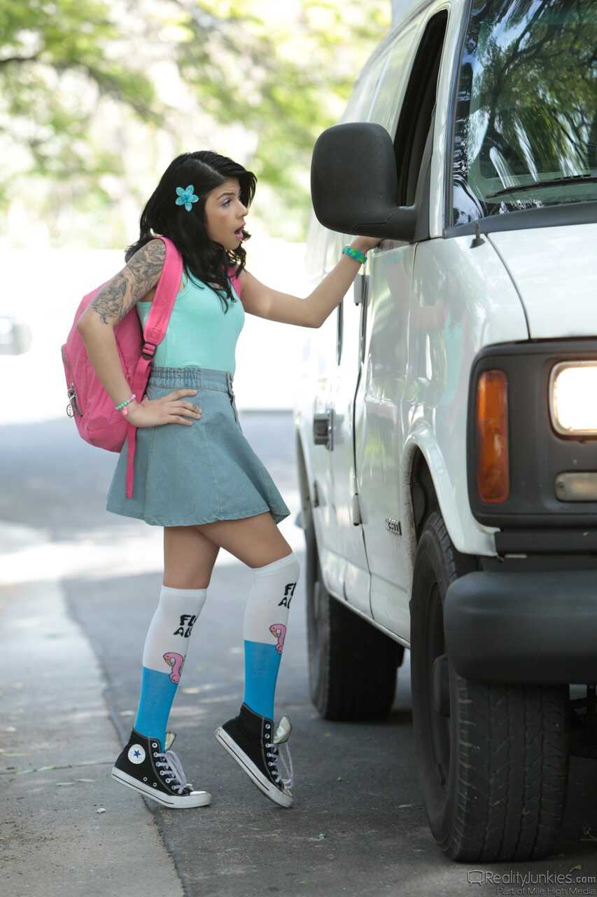 Black haired American teen Sadie Pop rides massive meat with her wet vagina as she fucks hardcore with sexy stud Tommy Gun...