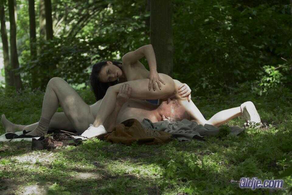 Forest Frolic: Half-Naked Teen Ally Style Gets Ambushed and Fucked by an Old Man While Wearing a Bikini - Ally Style, Jhon...