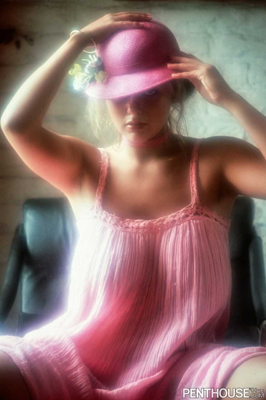 Blonde bombshell Joanne Latham shows off her hairy pussy in a sexy centerfold shoot - Joanne Latham