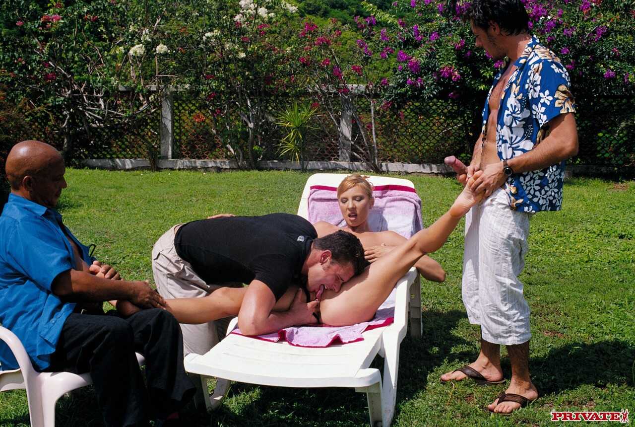 Double Anal Nympho MILF Janet Alfano Gets Pounded by Two Well-Endowed Hunks in the Great Outdoors - Janet Alfano