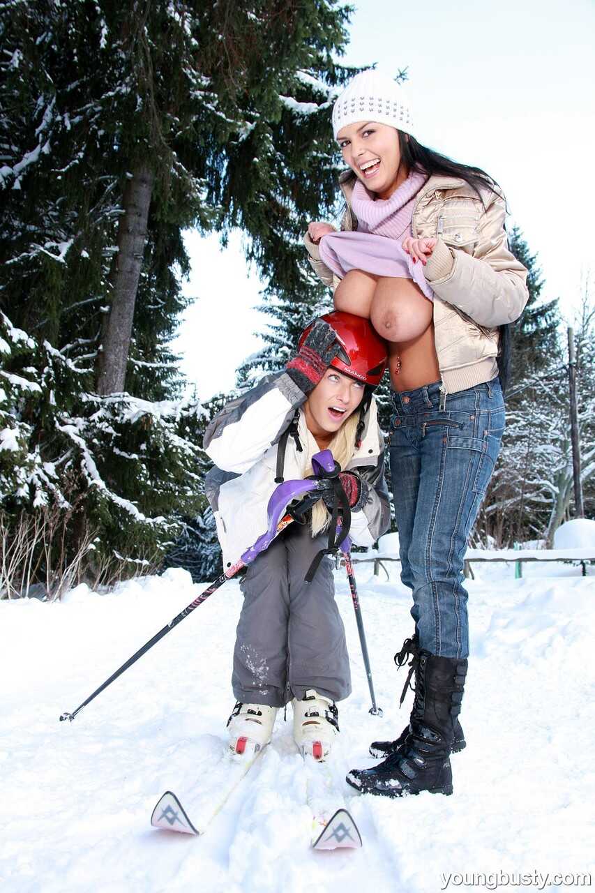 Snowy Sapphic Playtime: Ora's Big Breasts and Tall Tits Get Licked and Fucked in the Snow by Her Lesbian Ski Partner ...