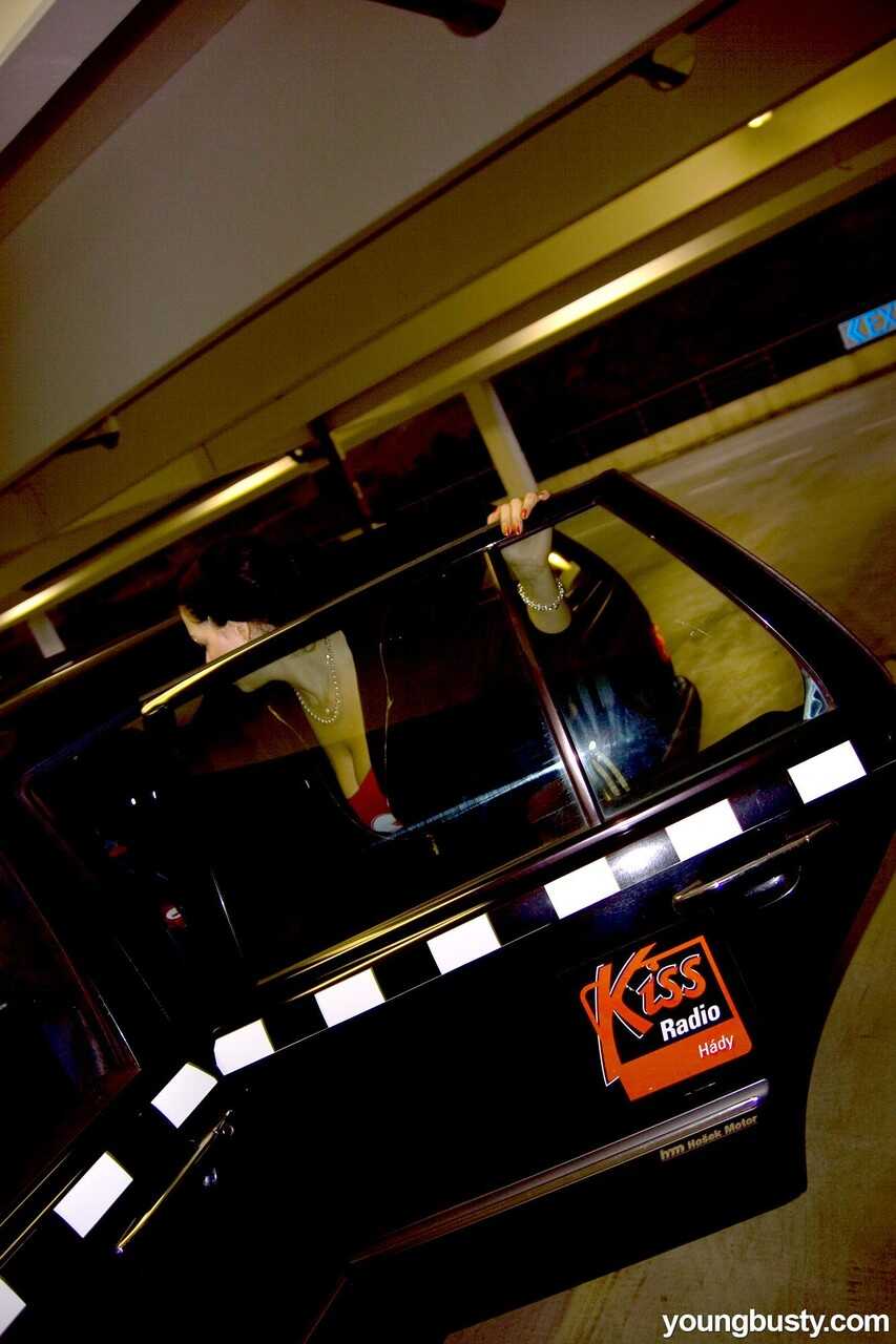 Naughty teen Shione plays with her big boobs & toys her horny pussy in a cab - Shione