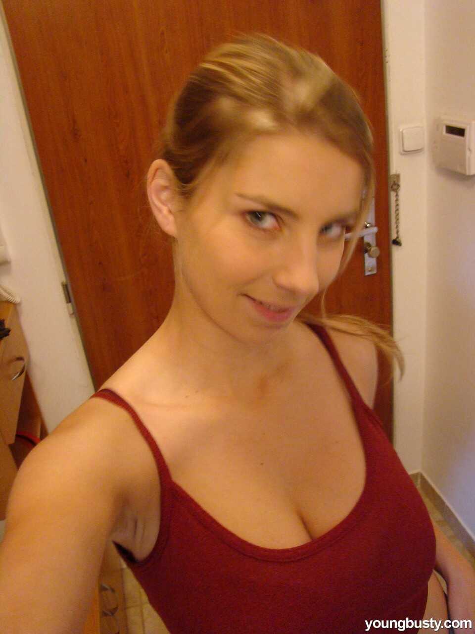 Young busty blonde Kathy displaying her large boobs and great ass for the first time on camera! - Katerina Hartlova