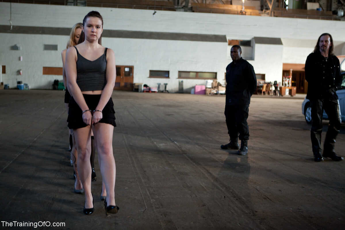 Outdoor BDSM Handlers Strip Lined-up Damsels in Handcuffs: Annabelle Lee, Coffee Brown, Emma Haize, Iona Grace, Krysta Kao...