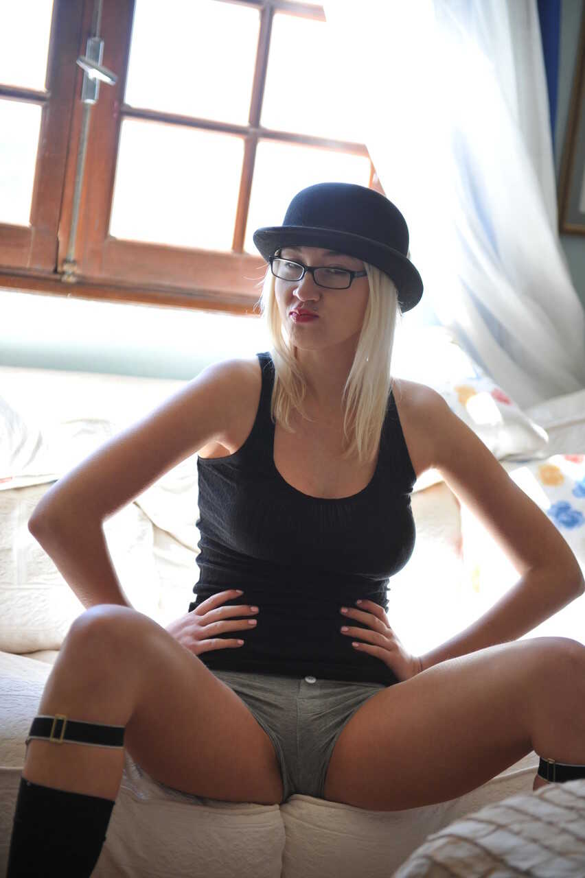 Blonde Babe in Tight Panties Pleasures Herself with Lada Love's Bedroom Furniture - Lada Love