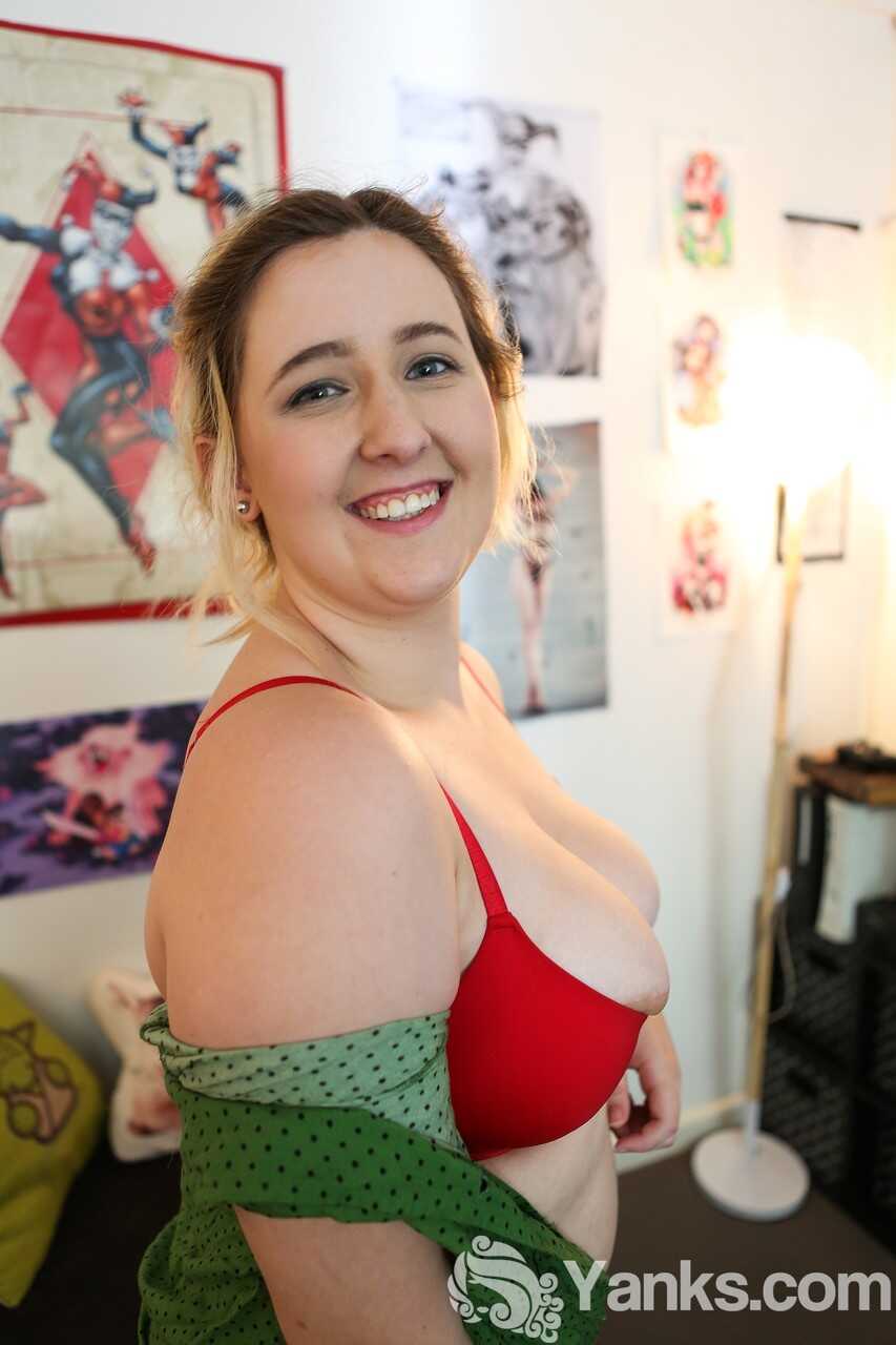 Curvy teen Mikki Mischief strips and reveals her shaved pussy in a hot striptease - Mikki Mischief