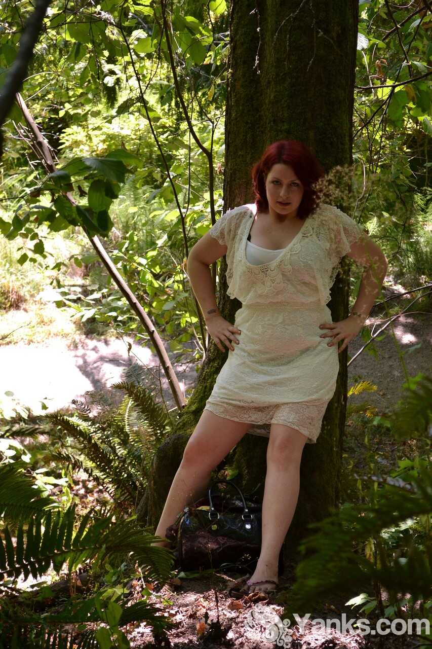 Hannah Belmont's Juicy Juggs Jiggle and Squirt Under Forest Foliage as She Masturbates with a Chubby Dildo