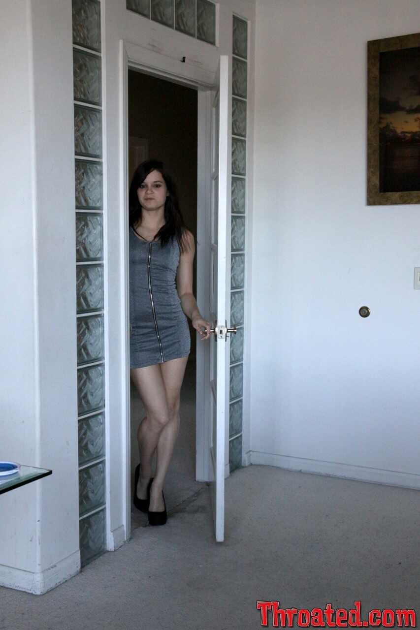 Dark haired Jenna J Ross strips and gives a deepthroat blowjob while showing off her petite big ass - Jenna J Ross