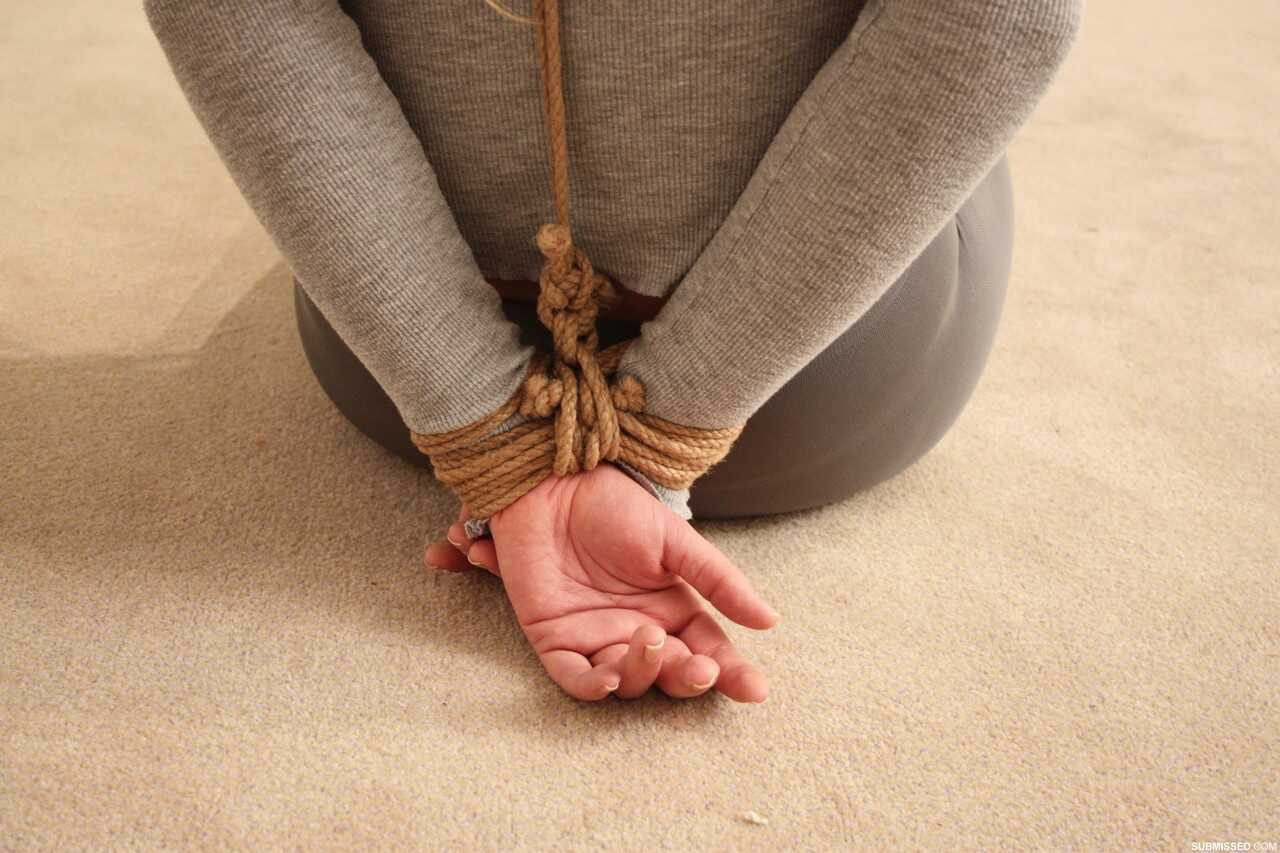 Linda Ray's Naughty Bondage Fantasy: Blonde Bombshell Tied up in Tight Hot Pants Begging for Release from Gagball and...