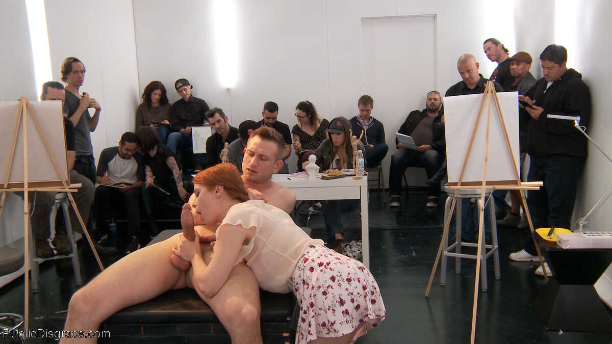 Penny Pax, the nerdy art student with big tits, gets bound and fucked by Bill Bailey's redhead gang at her own class.