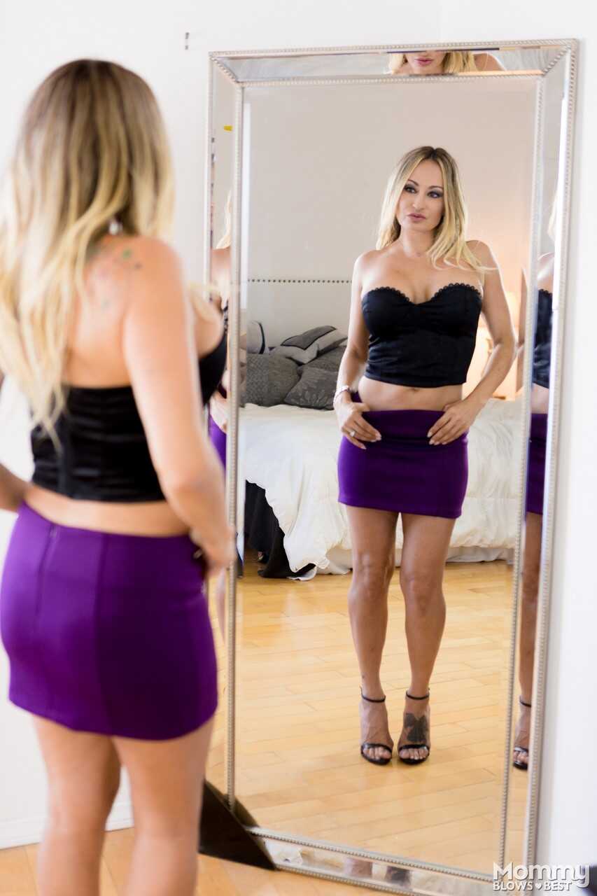 Blonde Busty Claudia Valentine Seduces Stepson in Black Lingerie with Mature Cougar Pussy - Claudia Valentine