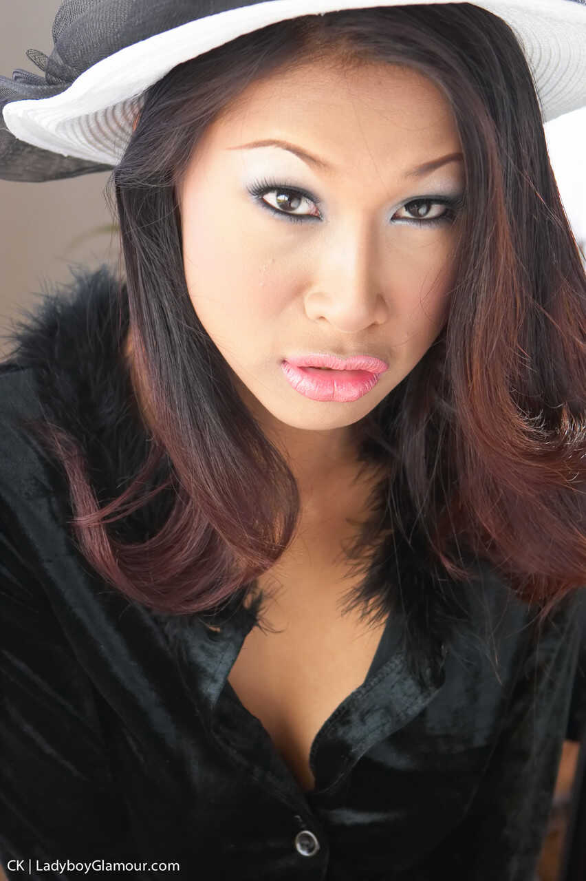 Thai Ladyboy with CK: Incredibly Sexy Shemale in Fishnet Reveals Her Fantastic Boobs and Cock - CK