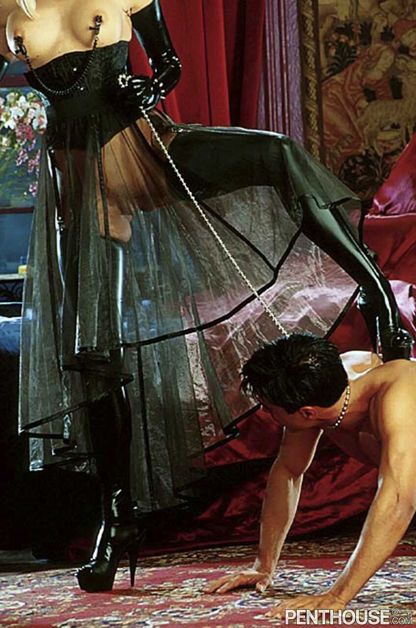 Blonde domme Katya Kean squeezes her clit with her tight corset while getting fucked by a slave - Bobby Vitale, Katya Kean