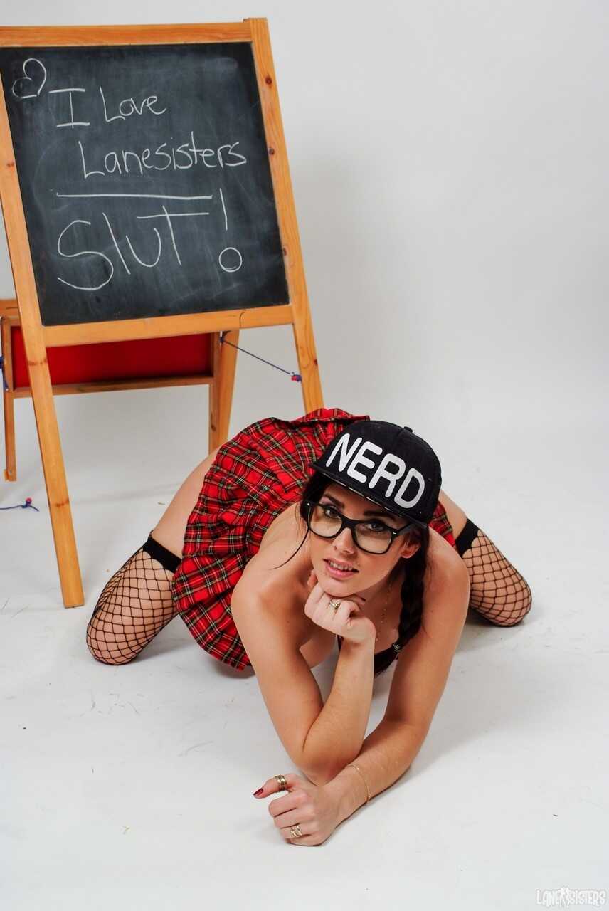 Roxy Lane's Naughty Blackboard Upskirt Show