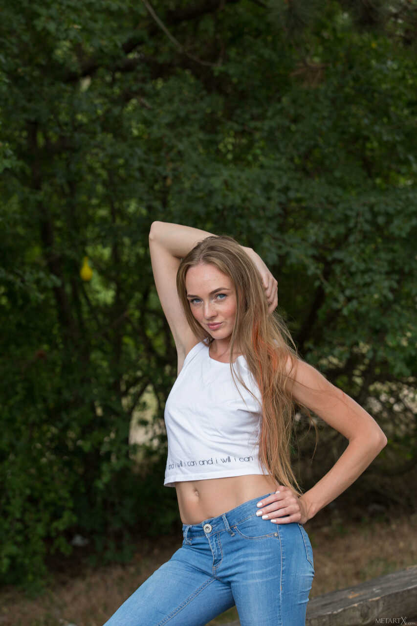 Russian Hottie Andrea Sixth Strips and Masturbates in the Park with a Skinny Dildo - Andrea Sixth
