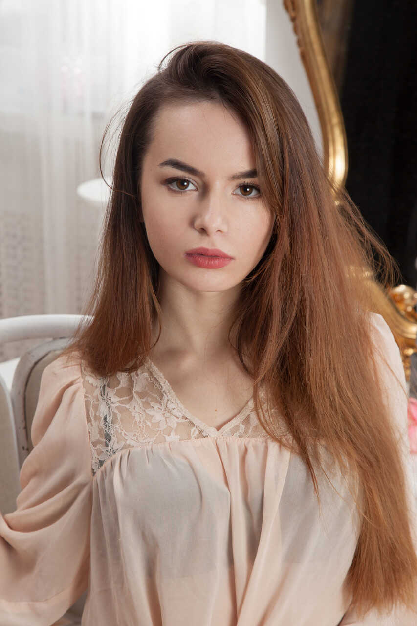Glamorous Debora A Strips and Spreads Her Shaved Pink Pussy in the Chair for Your Pleasure! - Debora A