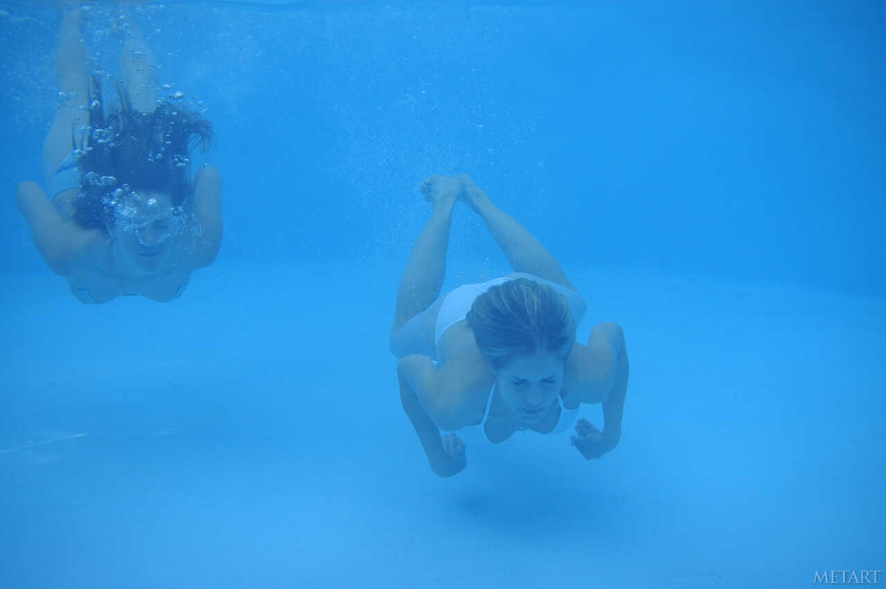 Naughty Teens Iveta B & Yana B Lose Their Bikinis and Go Skinny Dipping in the Pool - Iveta B, Yana B