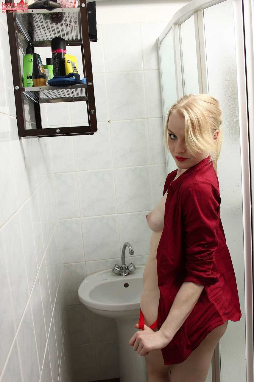 Latvian teen Bella Lei's Muff Rubbing Adventure: A Bathroom Floor Affair with a Blonde PAWG - Bella Lei