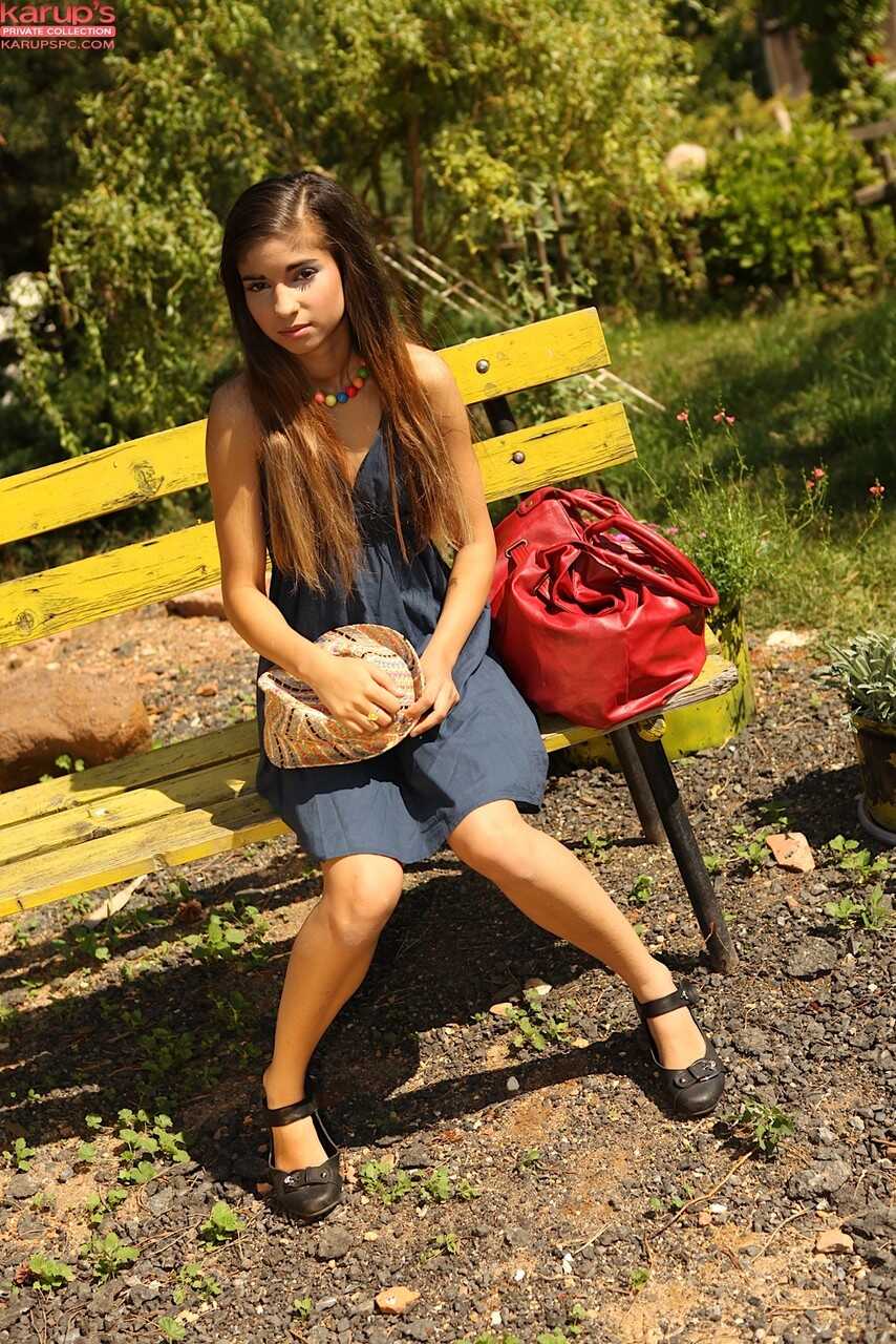 Hot Brunette Strips and Masturbates on the Bench in Public Nika's Cameltoe Adventure! - Nika Nikola