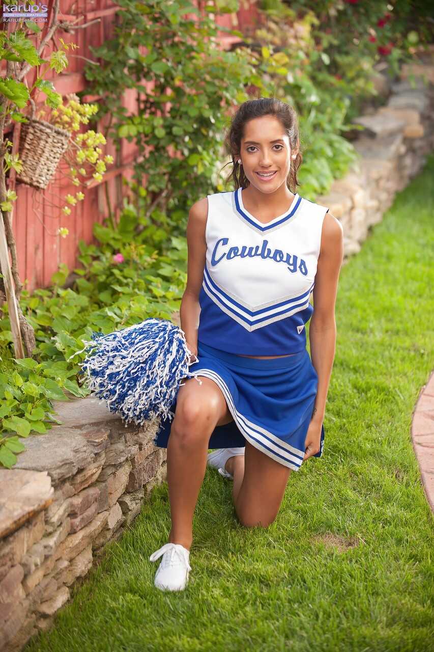 Brunette cheerleader Chloe Amour strips naked and fingers her ass outdoors in front of the camera! - Chloe Amour