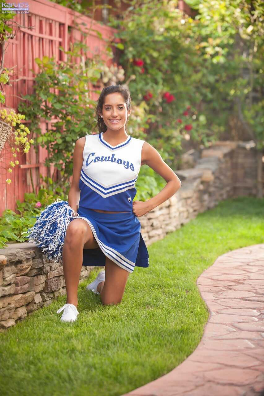 Brunette cheerleader Chloe Amour strips naked and fingers her ass outdoors in front of the camera! - Chloe Amour