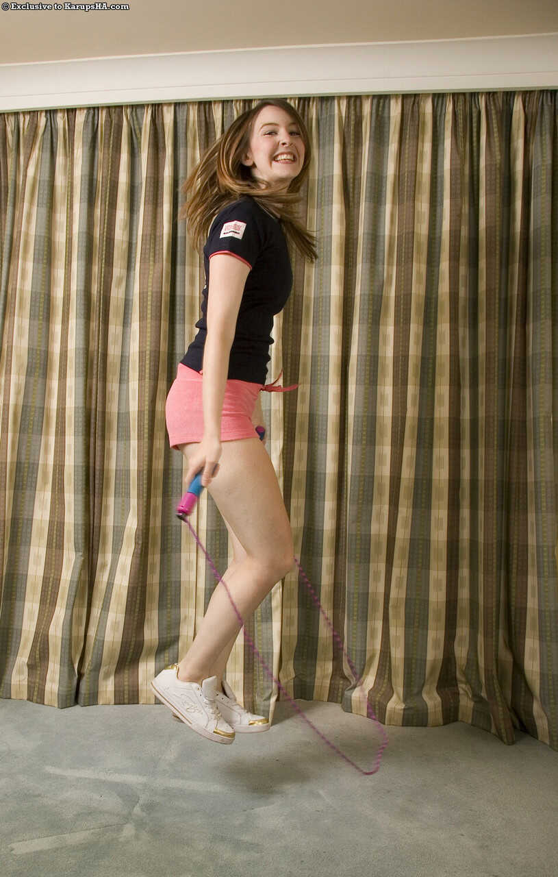 Cute brunette teen Katie Kay strips and spreads her pussy wide for the camera after her workout! - Katie Kay