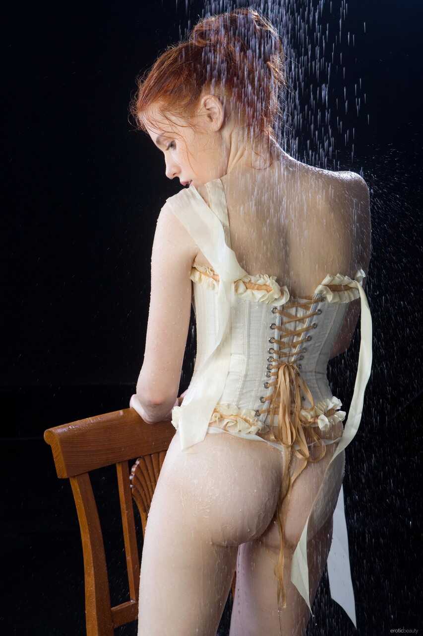 Glamorous ginger teen Gillian A strips under the shower & shows her big tits with perky nipples and freckled skin - Gi...