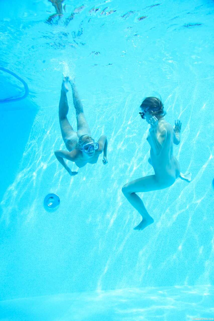 Lesbian Pool Party: Sara J & Nessy French Kissing and Licking each other's Pussies in the Nude - Nessy, Sara J