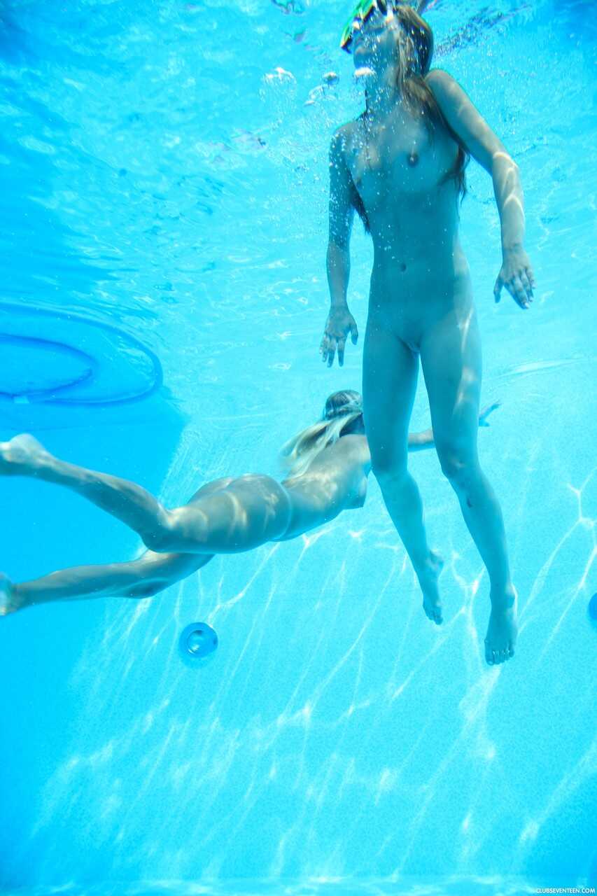 Lesbian Pool Party: Sara J & Nessy French Kissing and Licking each other's Pussies in the Nude - Nessy, Sara J