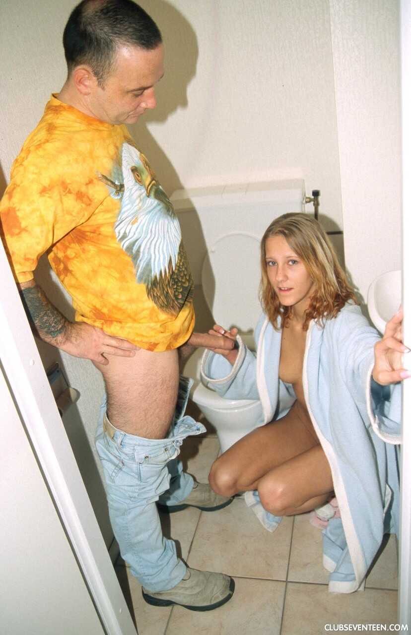 Sexy honey Claudia G sits on a dick before getting a facial in the toilet - Justine Ashley