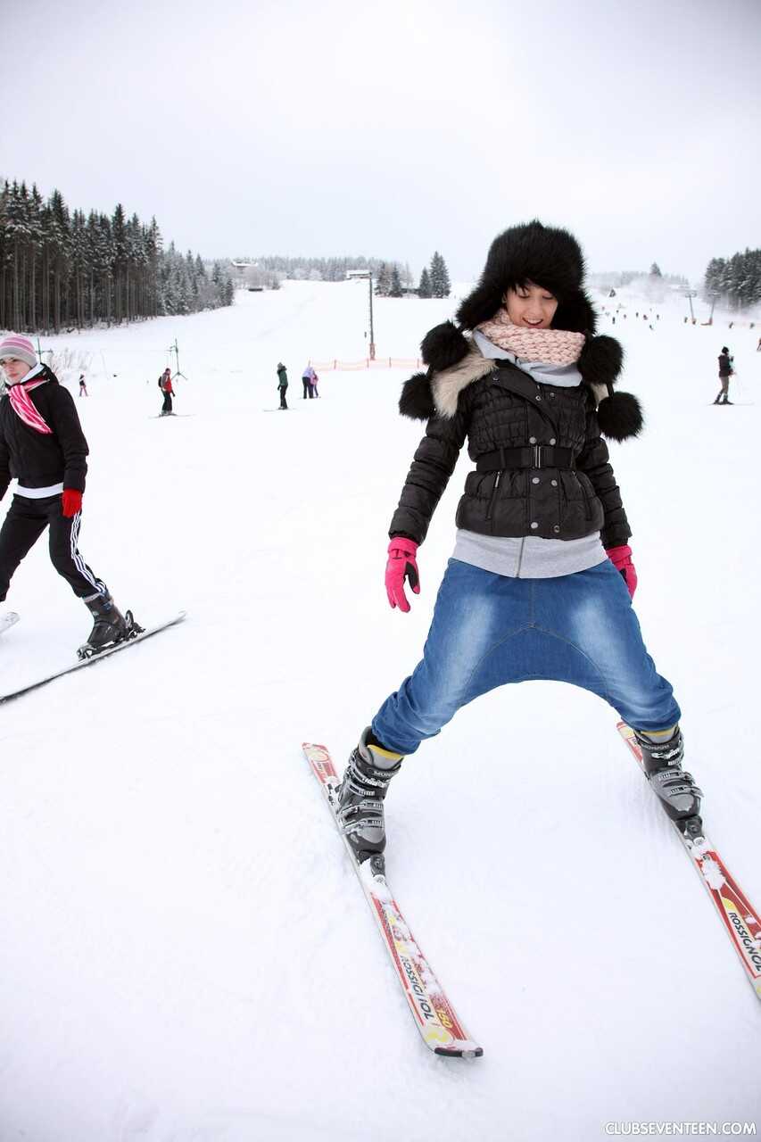 Linda O, Betty K, Nicoletta H & Lilly P strip & fuck after lesbian skiing adventure