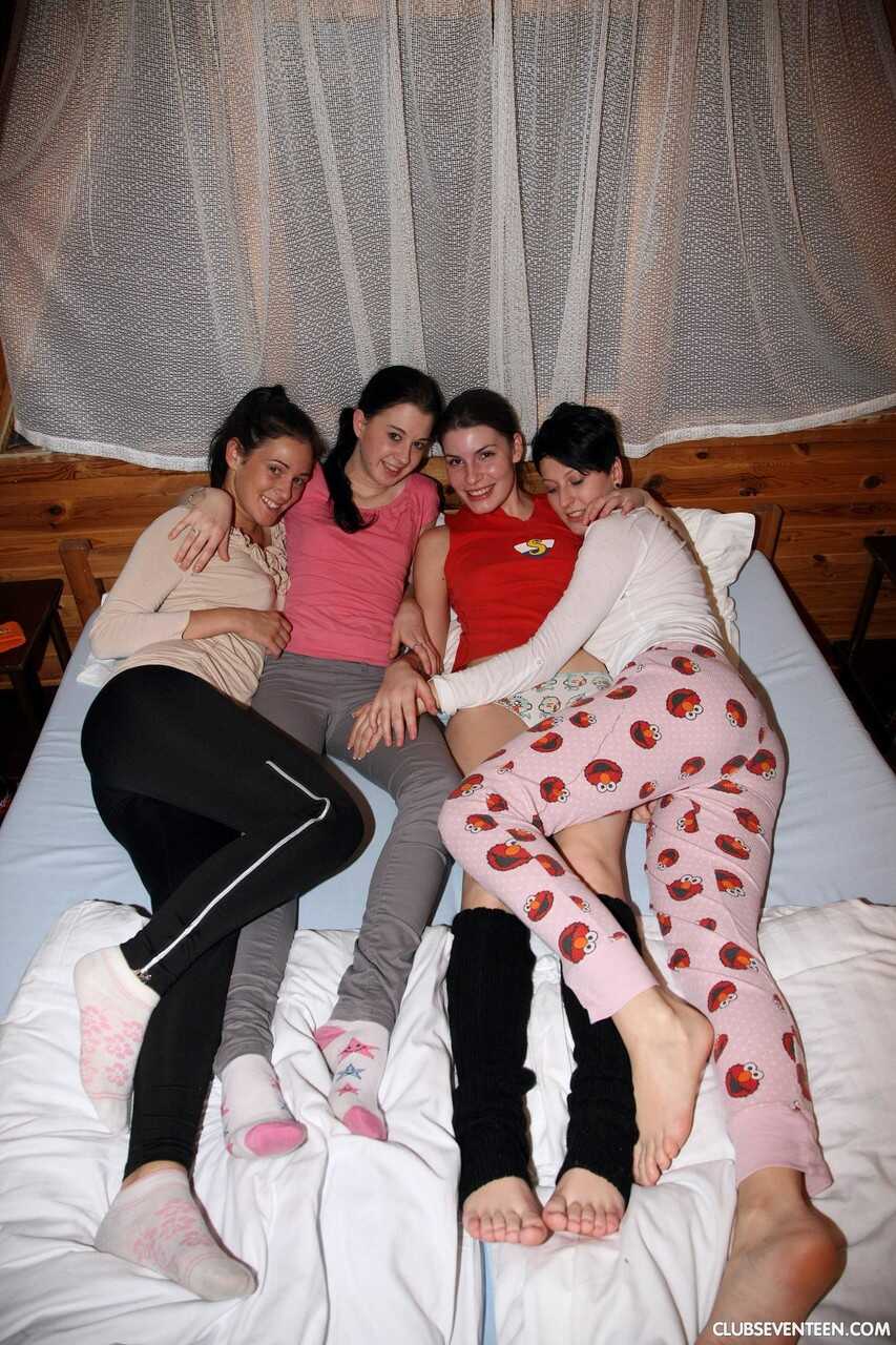 Lustful Lesbians Linda O, Betty K, Nicoletta H & Lilly P Skinny Dip in the Snow After a Day of Skiing - Betty K, Lilly...