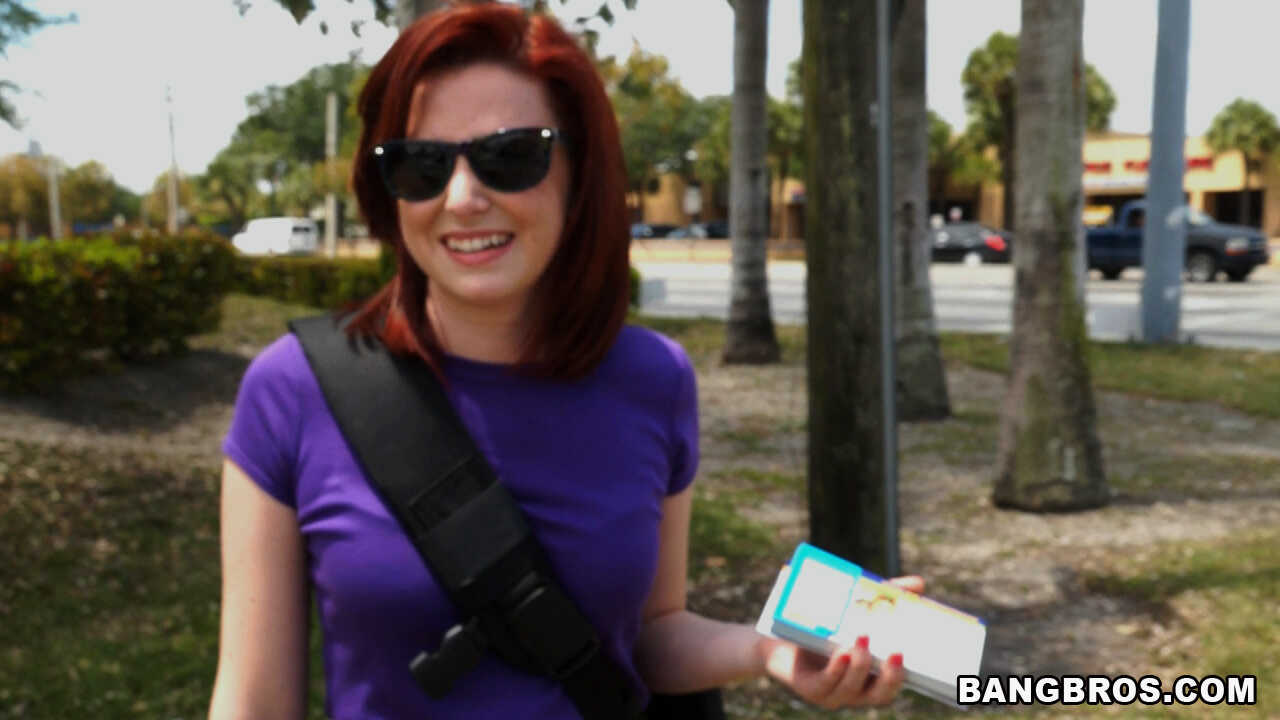 Ginger Emma Evins rides the dick of a wealthy stranger inside a van, wearing no panties and with her small boobs bouncing ...