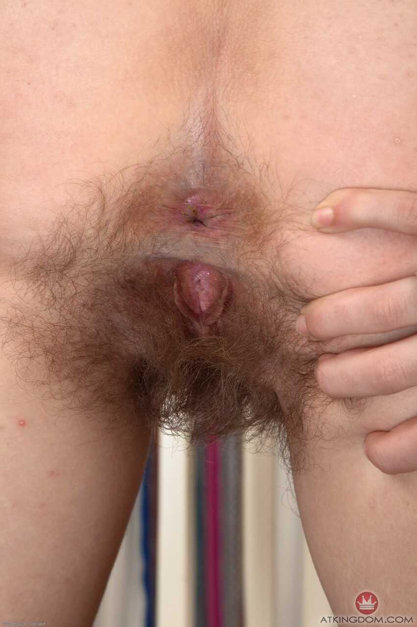 Adorable amateur Masie Dee sits on her hairy beaver chair revealing her bushy bush. - Masie Dee