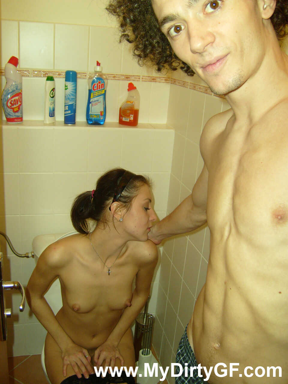 Skinny Markus's Girlfriend Gets Ass-Fucked on the Toilet Seat by Her Boyfriend - Markus, Nicky