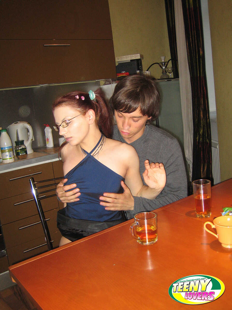 Redheaded Lisa Musa in Glasses Takes a Dick in the Dining Room with Stepan