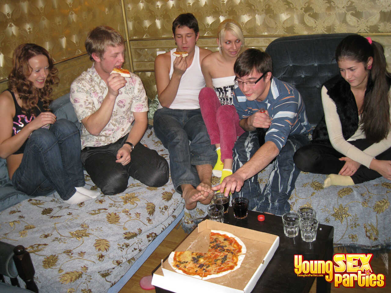 Skinny girls take charge and turn the party into a hot group sex scene with their friends - Agnessa, Kostya, Misha, Peter,...