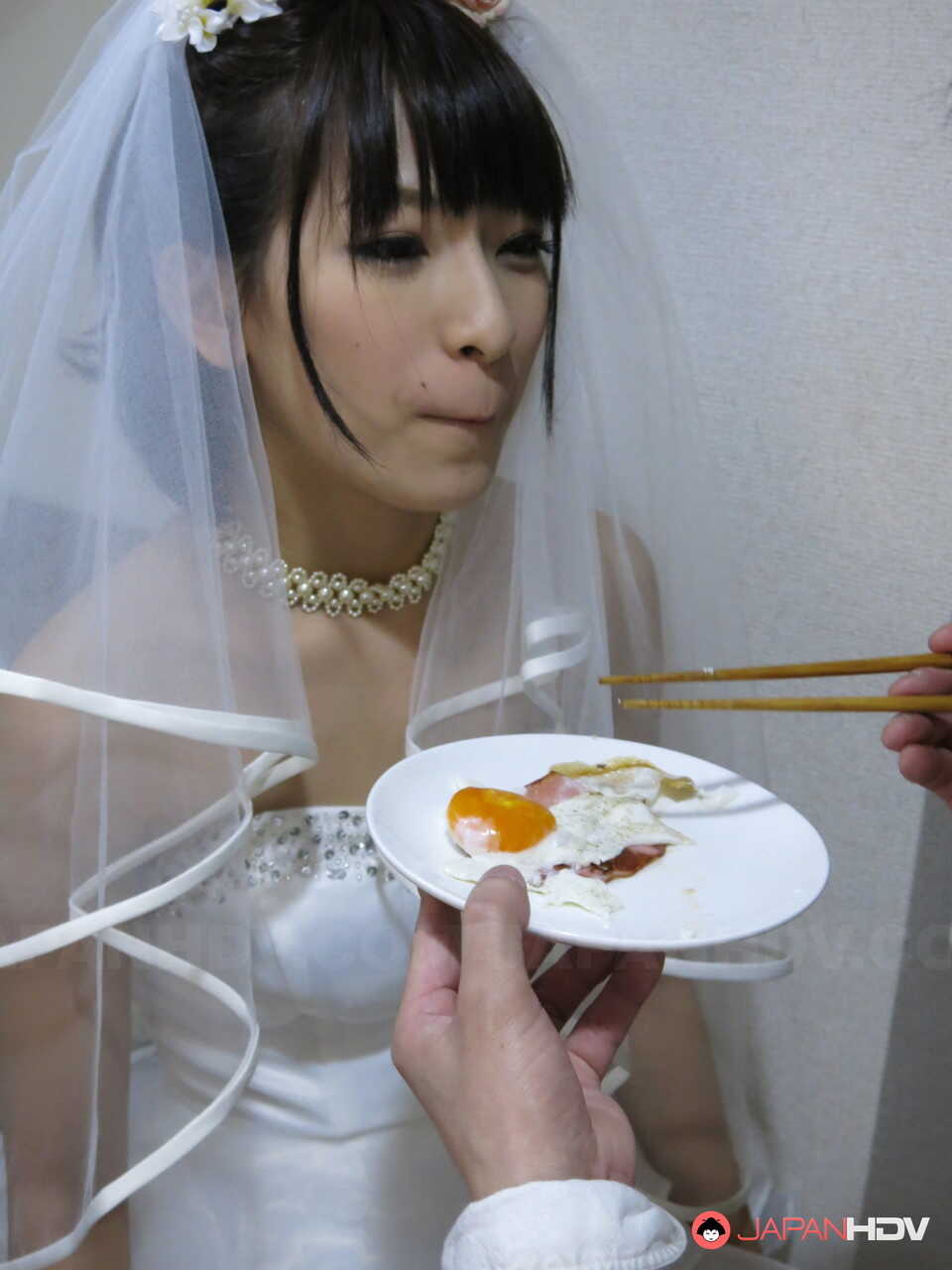Japanese bride Ruri Narumiya fucks on the floor after tasting a wedding cake Clothed Fuck with Beautiful Japanese Handjob ...