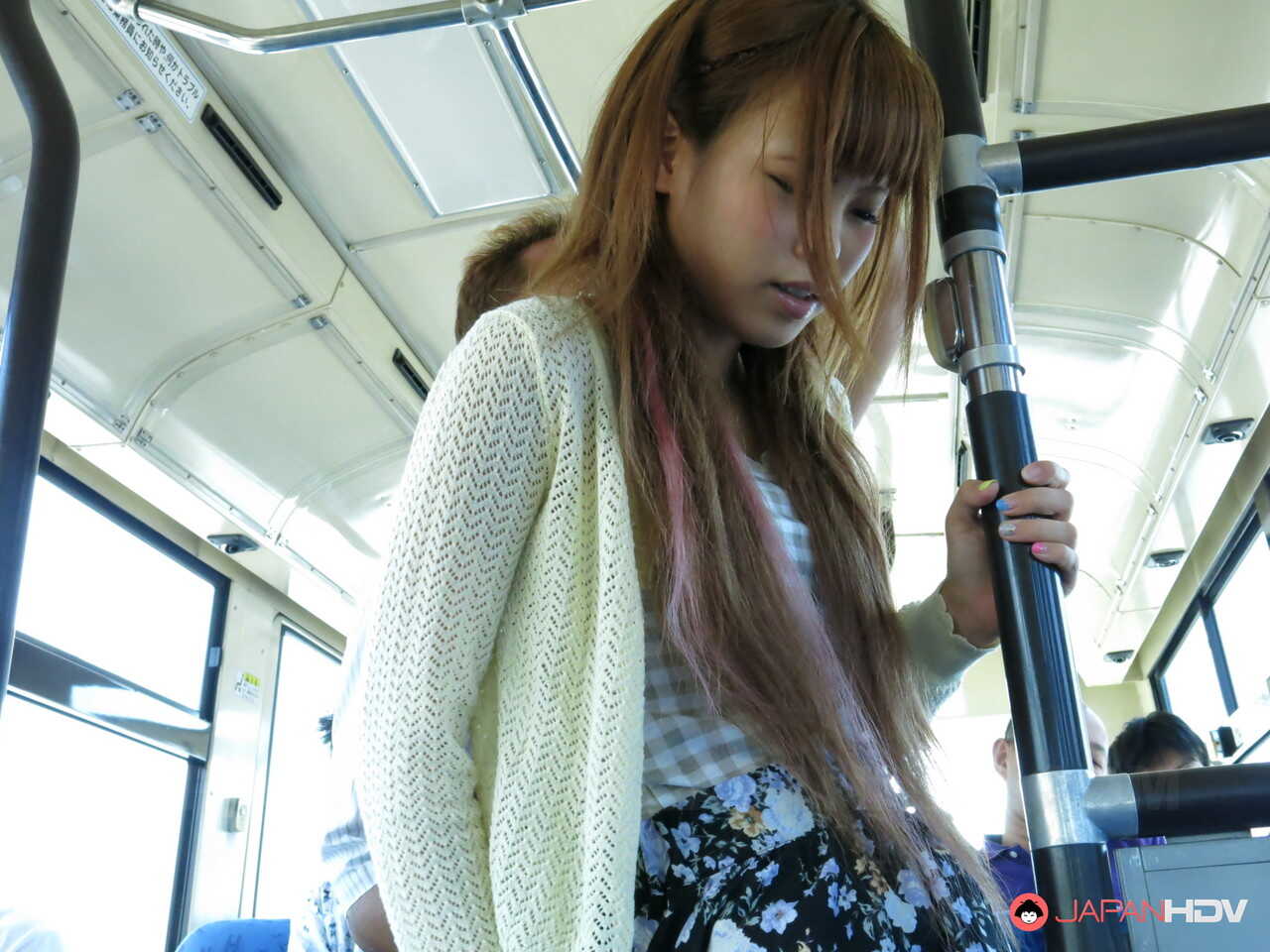 Japanese petite teen Marin Yuuki gets gangbanged by a group of Asian passengers on the bus - Marin Yuuki