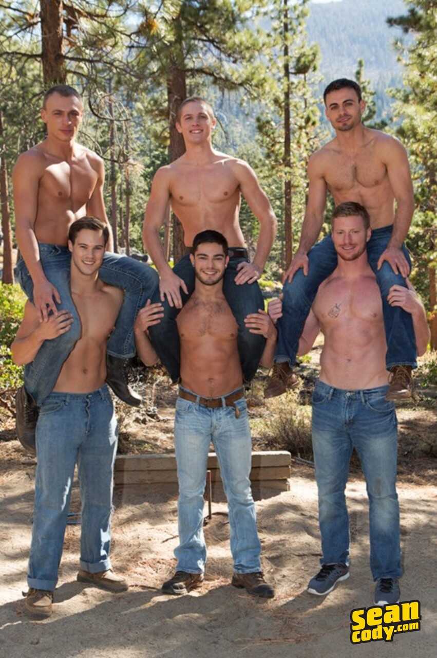 Handsome Jocks Tanner, Bryce, Coleman, David, Andy & Noel Fuck in a Raw, Outdoor Gay Orgy with Big Cocks and Asses on ...