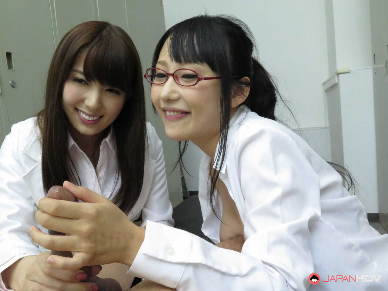 Sexy Asian Secretary Yoshimi Saaya Sucking and Fucking Her Hot Boss's Cock with Two Sexy Girls - Yoshimi Saaya, Yui H...
